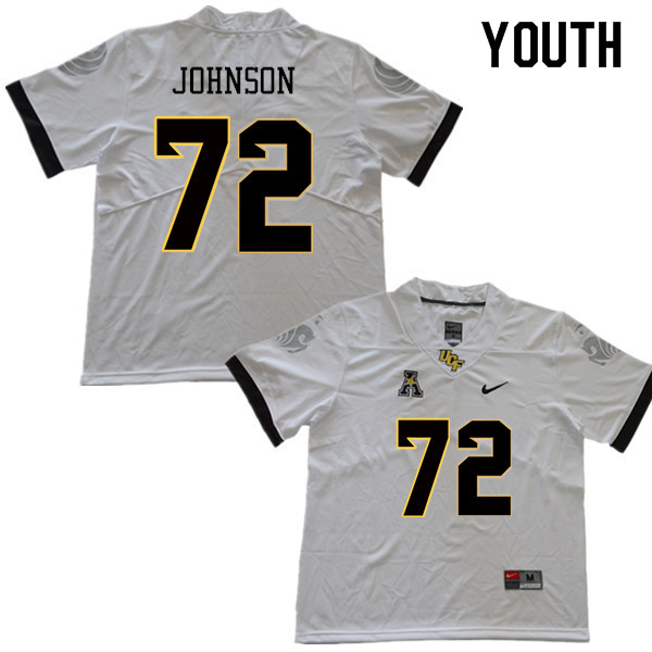 Youth #72 Jordan Johnson UCF Knights College Football Jerseys Sale-White